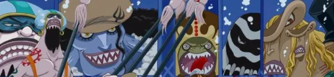 Image de différents homme poisson de la série One Piece.